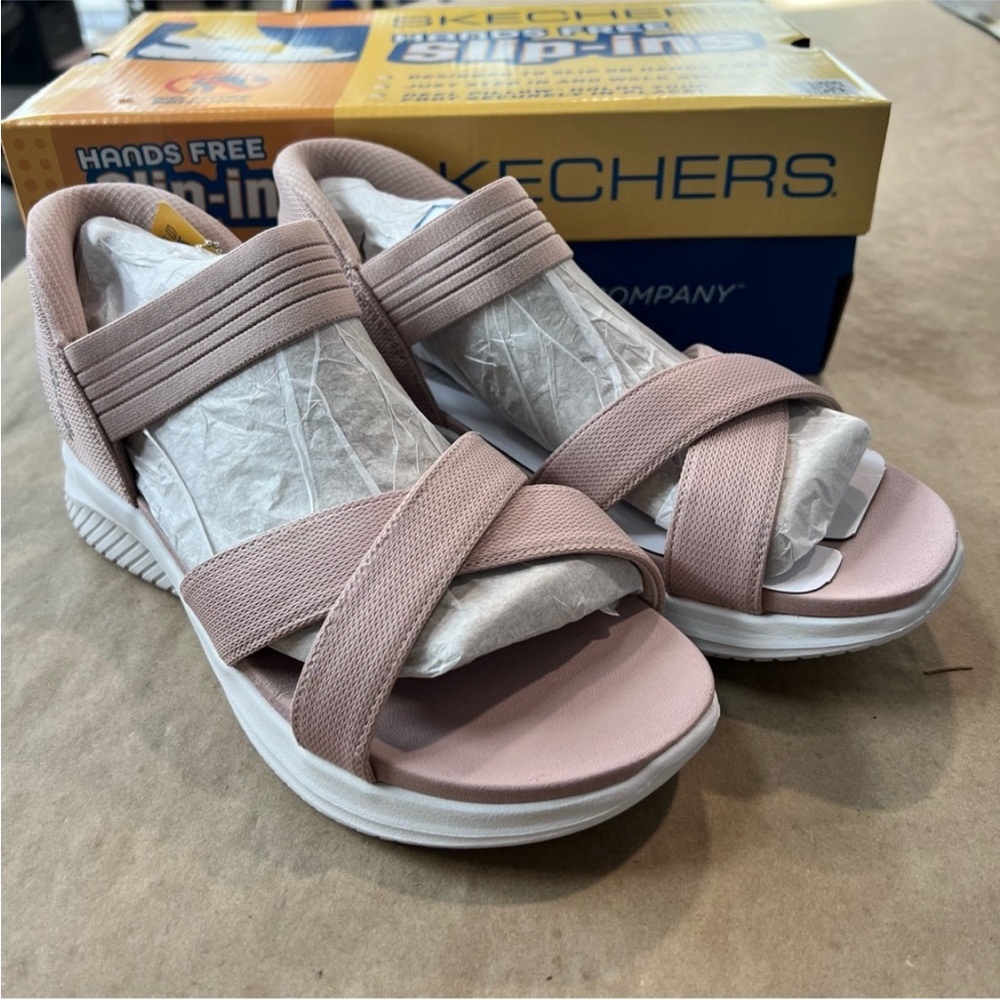 Skechers NEW Hands Free Slip in Ultra Flex Never Better Sandals in Blush pink 8